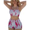 imageSHENHE Womens Tie Dye Tankini Swimsuits High Waisted Tummy Control Bikini SetsPink White