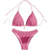 imageSHENHE Womens Two Piece Bikini Set Tie Back Textured Cheeky Halter Swimsuits SwimwearPink