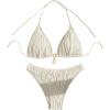 imageSHENHE Womens Two Piece Bikini Set Tie Back Textured Cheeky Halter Swimsuits SwimwearWhite