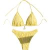 imageSHENHE Womens Two Piece Bikini Set Tie Back Textured Cheeky Halter Swimsuits SwimwearYellow