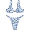 imageSHENHE Womens Underwire Bikini Sets 2 Piece Floral Push Up Bikini and High Cut Thong Cheeky Brazilian SwimsuitBlue and White