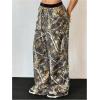 imageSHENHE Girls Camo Pants Wide Leg Loose Pants Elastic Waist Y2k Baggy Pants TrousersArmy Green