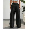 imageSHENHE Girls Linen Low Waisted Drawstring Button Front Loose Long Pants Casual Boho TrousersBlack