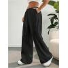 imageSHENHE Girls Linen Low Waisted Drawstring Button Front Loose Long Pants Casual Boho TrousersBlack