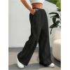 imageSHENHE Girls Linen Low Waisted Drawstring Button Front Loose Long Pants Casual Boho TrousersBlack