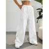 imageSHENHE Girls Linen Low Waisted Drawstring Button Front Loose Long Pants Casual Boho TrousersWhite