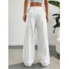 imageSHENHE Girls Linen Low Waisted Drawstring Button Front Loose Long Pants Casual Boho TrousersWhite