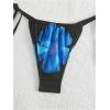 imageSHENHE Womens 2 Piece Floral Bikini Set Triangle Tie Side Halter Swimwear Bathing SuitBlue and Black