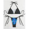 imageSHENHE Womens 2 Piece Floral Bikini Set Triangle Tie Side Halter Swimwear Bathing SuitBlue and Black