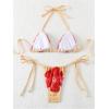 imageSHENHE Womens 2 Piece Floral Bikini Set Triangle Tie Side Halter Swimwear Bathing SuitMulticolorflower Print