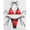 imageSHENHE Womens 2 Piece Floral Bikini Set Triangle Tie Side Halter Swimwear Bathing SuitRed and Black