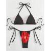 imageSHENHE Womens 2 Piece Floral Bikini Set Triangle Tie Side Halter Swimwear Bathing SuitRed and Black