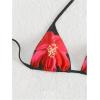 imageSHENHE Womens 2 Piece Floral Bikini Set Triangle Tie Side Halter Swimwear Bathing SuitRed and Black