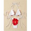 imageSHENHE Womens 2 Piece Floral Bikini Set Triangle Tie Side Halter Swimwear Bathing SuitRed and White