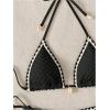 imageSHENHE Womens 2 Piece Triangle Beach Bikini Sets Color Block Halter Swimsuit Bathing SuitBlack