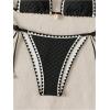 imageSHENHE Womens 2 Piece Triangle Beach Bikini Sets Color Block Halter Swimsuit Bathing SuitBlack