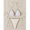 imageSHENHE Womens 2 Piece Triangle Beach Bikini Sets Color Block Halter Swimsuit Bathing SuitGear Edge Beige