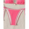 imageSHENHE Womens 2 Piece Triangle Beach Bikini Sets Color Block Halter Swimsuit Bathing SuitHot Pink