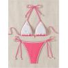 imageSHENHE Womens 2 Piece Triangle Beach Bikini Sets Color Block Halter Swimsuit Bathing SuitHot Pink