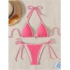 imageSHENHE Womens 2 Piece Triangle Beach Bikini Sets Color Block Halter Swimsuit Bathing SuitHot Pink