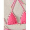 imageSHENHE Womens 2 Piece Triangle Beach Bikini Sets Color Block Halter Swimsuit Bathing SuitHot Pink