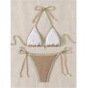 imageSHENHE Womens 2 Piece Triangle Beach Bikini Sets Color Block Halter Swimsuit Bathing SuitKhaki