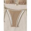 imageSHENHE Womens 2 Piece Triangle Beach Bikini Sets Color Block Halter Swimsuit Bathing SuitKhaki
