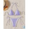imageSHENHE Womens 2 Piece Triangle Beach Bikini Sets Color Block Halter Swimsuit Bathing SuitMauve Purple