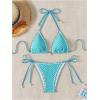 imageSHENHE Womens 2 Piece Triangle Beach Bikini Sets Color Block Halter Swimsuit Bathing SuitMint Blue