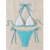 imageSHENHE Womens 2 Piece Triangle Beach Bikini Sets Color Block Halter Swimsuit Bathing SuitMint Blue