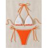 imageSHENHE Womens 2 Piece Triangle Beach Bikini Sets Color Block Halter Swimsuit Bathing SuitOrange