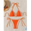 imageSHENHE Womens 2 Piece Triangle Beach Bikini Sets Color Block Halter Swimsuit Bathing SuitOrange