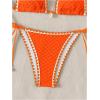 imageSHENHE Womens 2 Piece Triangle Beach Bikini Sets Color Block Halter Swimsuit Bathing SuitOrange