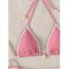 imageSHENHE Womens 2 Piece Triangle Beach Bikini Sets Color Block Halter Swimsuit Bathing SuitPink