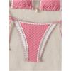 imageSHENHE Womens 2 Piece Triangle Beach Bikini Sets Color Block Halter Swimsuit Bathing SuitPink