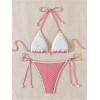 imageSHENHE Womens 2 Piece Triangle Beach Bikini Sets Color Block Halter Swimsuit Bathing SuitPink