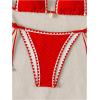 imageSHENHE Womens 2 Piece Triangle Beach Bikini Sets Color Block Halter Swimsuit Bathing SuitRed