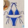 imageSHENHE Womens 2 Piece Triangle Beach Bikini Sets Color Block Halter Swimsuit Bathing SuitRoyal Blue