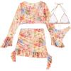 imageSHENHE Womens 4 Piece Halter Swimsuits with Cover Up Floral Triangle Cheeky Bikini SetMulticolor