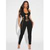 imageSHENHE Womens Cut Out Halter Neck Backless Sexy Sleeveless Unitard BodysuitBlack