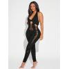 imageSHENHE Womens Cut Out Halter Neck Backless Sexy Sleeveless Unitard BodysuitBlack