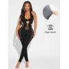 imageSHENHE Womens Cut Out Halter Neck Backless Sexy Sleeveless Unitard BodysuitBlack