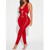 imageSHENHE Womens Cut Out Halter Neck Backless Sexy Sleeveless Unitard BodysuitRed
