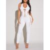 imageSHENHE Womens Cut Out Halter Neck Backless Sexy Sleeveless Unitard BodysuitWhite