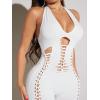imageSHENHE Womens Cut Out Halter Neck Backless Sexy Sleeveless Unitard BodysuitWhite