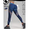 imageSHENHE Womens Fishnet Seamless High Waisted Tummy Control Workout Leggings PantsBlue
