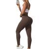 imageSHENHE Womens Fishnet Seamless High Waisted Tummy Control Workout Leggings PantsChocolate Brown