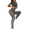 imageSHENHE Womens Fishnet Seamless High Waisted Tummy Control Workout Leggings PantsGrey