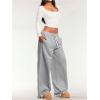 imageSHENHE Womens Low Rise Wide Leg Sweatpants Baggy Pants Drawstring Casual Workout Lounge PantsGrey