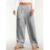 imageSHENHE Womens Low Rise Wide Leg Sweatpants Baggy Pants Drawstring Casual Workout Lounge PantsGrey